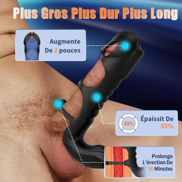 Lucifer - Manchon pénien vibrant à double moteur et vibromasseur 2-en-1 Jouet pour adultes – Image 2