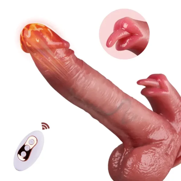 Gode réaliste à bascule et à poussée chauffante de 26,5 cm de plus mis à niveau