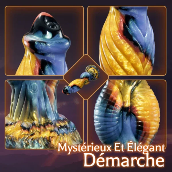 Texture animale 7 vibrations à poussée grand ventouse monstre gode 10,23 pouces – Image 3