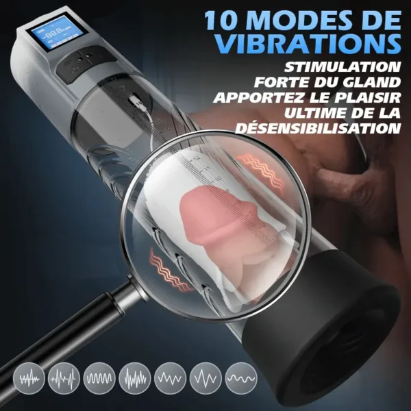 Pompe à pénis à 10 vibrations et 6 succions pour homme – Image 2