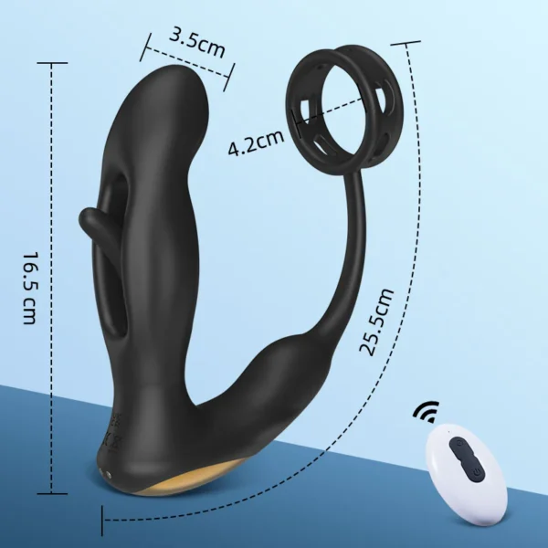 Plug anal Stimulateur vibrant à balle avec cockring – Image 3