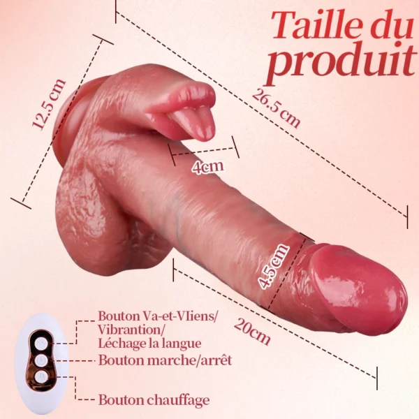 Gode réaliste à bascule et à poussée chauffante de 26,5 cm de plus mis à niveau – Image 7