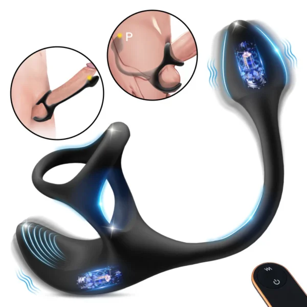 Plug anal Stimulateur vibrant à balle avec cockring – Image 2