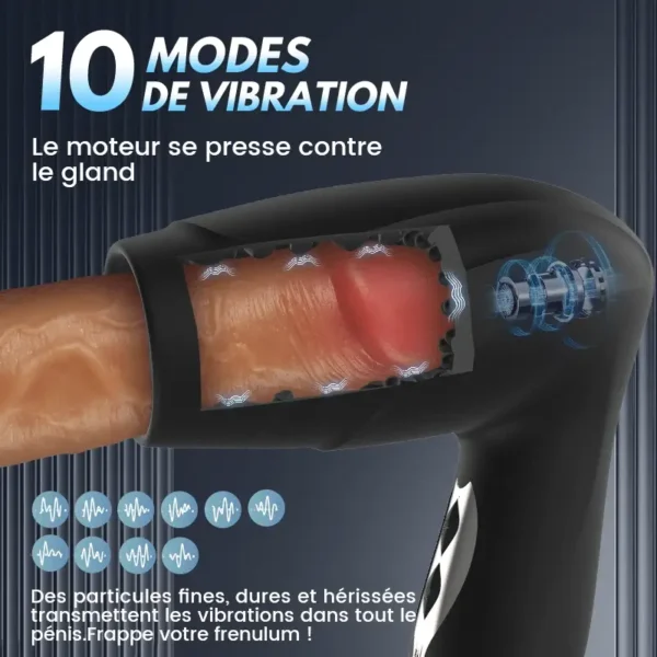 【Le plus prisé！】Sexe Oral 10 fonction Vibration Succion Vacuum exercice du gland pénis Masturbateur masculin – Image 2
