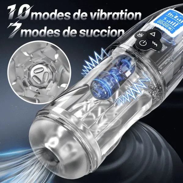 Rogen - Transparence totale Vibration & Succion de Sensation fellation & voix Masturbateur masculin – Image 2