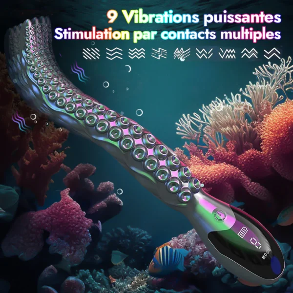 Gode vibrant réaliste en forme de pieuvre - Tentacules de pieuvre à affichage LED – Image 2