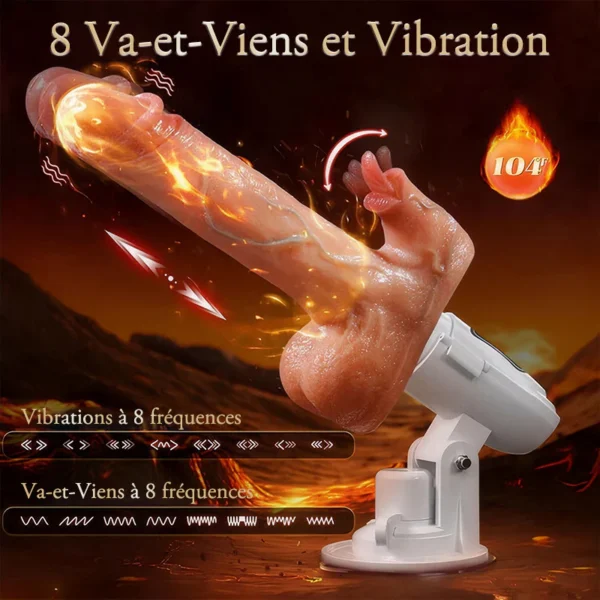 Acmejoy - Sex Machine 90° Réglable Automatiquement 8 Godes Vibrants, Vibrants et Léchants Vibrateur – Image 3