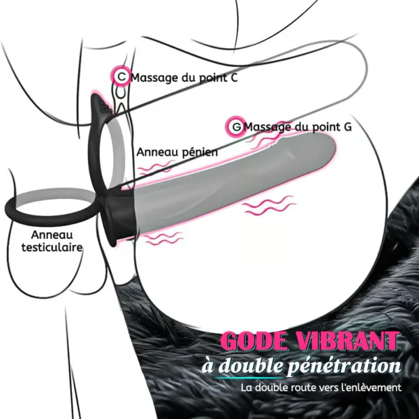 Gode anal à sangle pour couple avec anneau pénien vibrant – Image 2