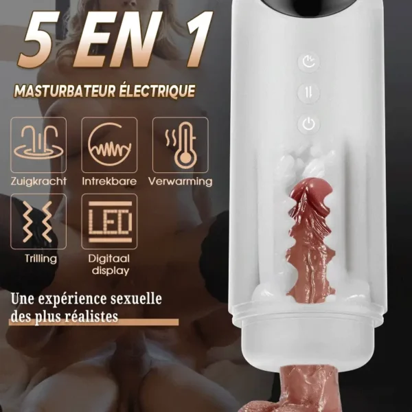 4 Poussée 4 Aspiration 10 Vibration Fonction chauffante Masturbateur cup – Image 2