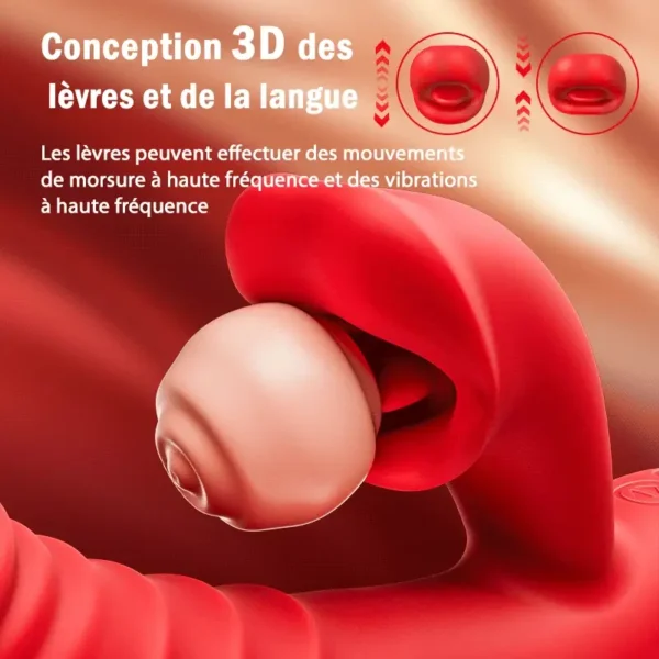 Vibromasseur point G 4 en 1, stimulation clitoridienne par morsure de lèvres, jouets sexuels pour femmes et couples – Image 3