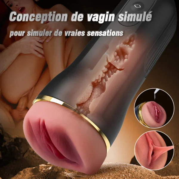 5 Succion 10 Vibration Entrée Vaginale Simulée Masturbateur homme – Image 3
