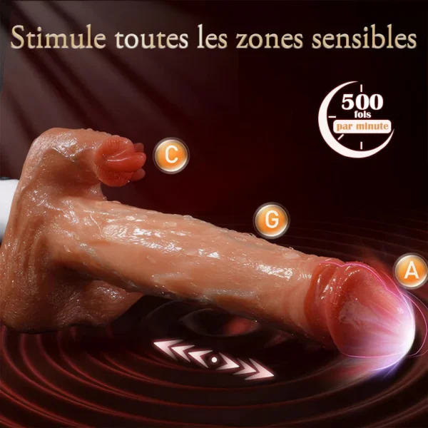Acmejoy - Sex Machine 90° Réglable Automatiquement 8 Godes Vibrants, Vibrants et Léchants Vibrateur – Image 4