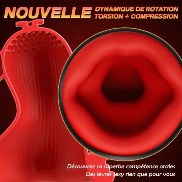 Massage du gland 3 en 1 Master Trainer, 3 rotations, 5 succions, 10 vibrations, Ultra Simulation Dynamique – Image 4