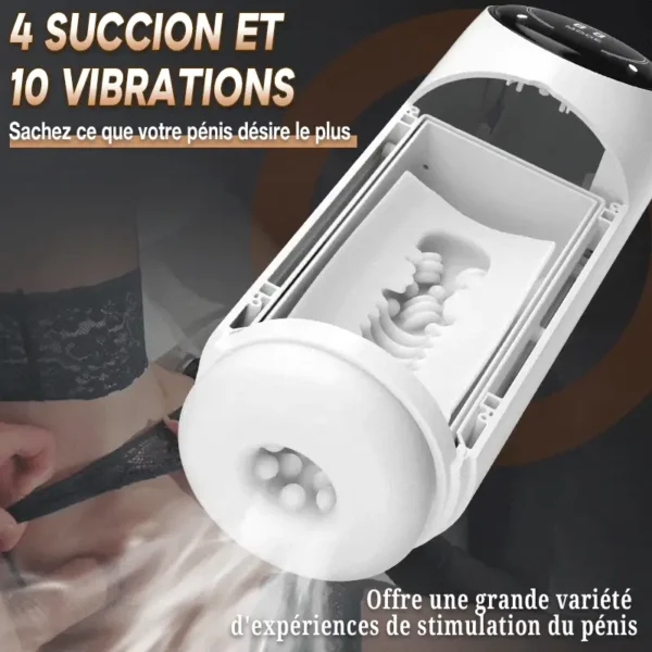 4 Poussée 4 Aspiration 10 Vibration Fonction chauffante Masturbateur cup – Image 4