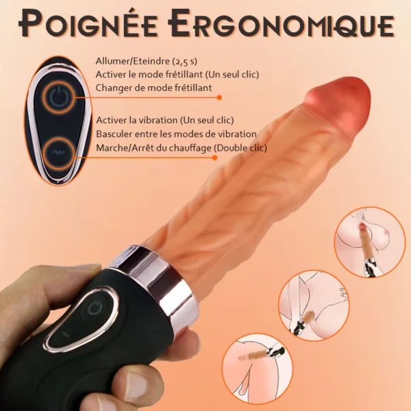 Riley 7 Frétillants 9 Vibrations Chauffant Gode réaliste 24.5 CM – Image 6