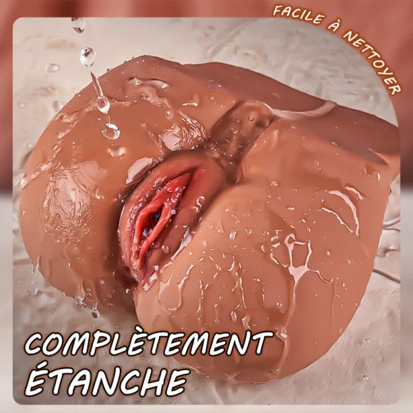 Marron masturbateur réaliste 3D structure 2 canaux d'amour chatte anus FENGRUN – Image 5