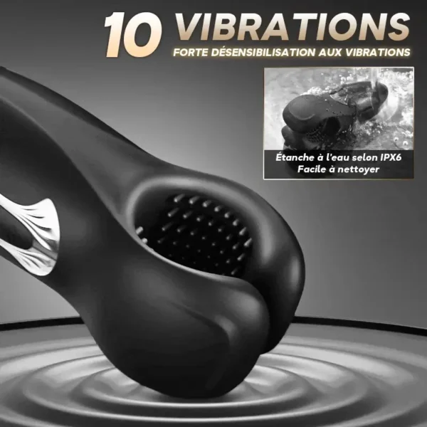 10 Morsures + 10 Vibrations 2-en-1 Masturbateur cup Pénis Exercice Couple Flirter – Image 6