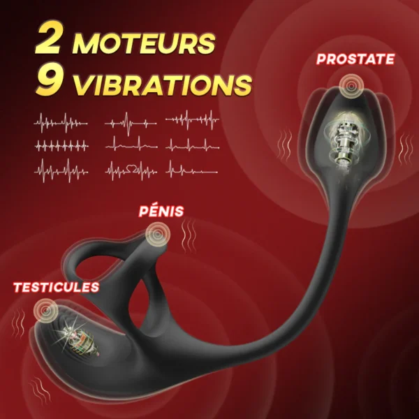 Plug anal Stimulateur vibrant à balle avec cockring – Image 8