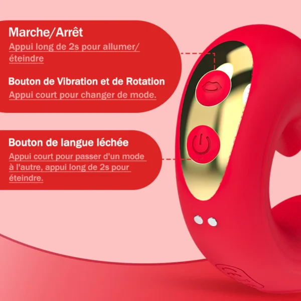 Amour de Rose – Vibromasseur Féminin avec 7 Fréquences de Vibration, Oscillation et Léchage de Langu – Image 5