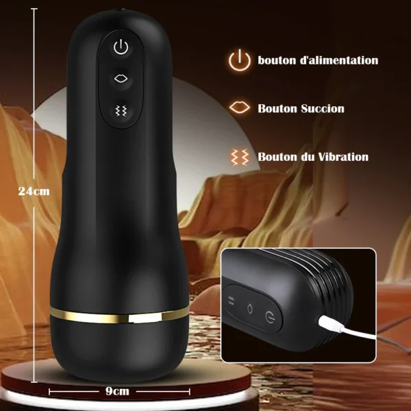 5 Succion 10 Vibration Entrée Vaginale Simulée Masturbateur homme – Image 4