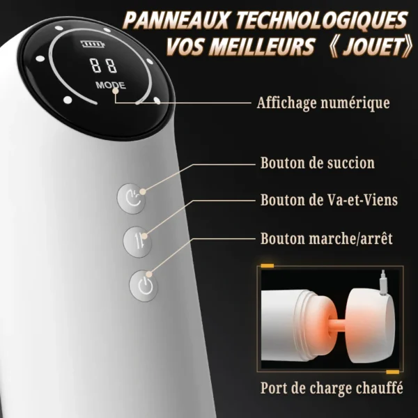 4 Poussée 4 Aspiration 10 Vibration Fonction chauffante Masturbateur cup – Image 5