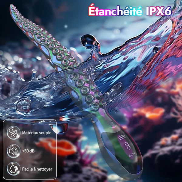 Gode vibrant réaliste en forme de pieuvre - Tentacules de pieuvre à affichage LED – Image 6