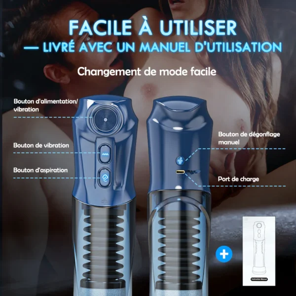 【HOT】Arousa - Pompe à pénis d'agrandissement efficace pour hommes avec aspiration sous vide et vibration – Image 6