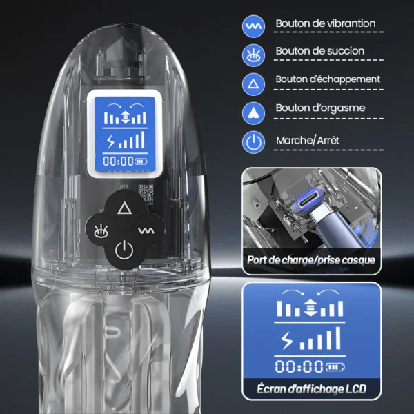 Rogen - Transparence totale Vibration & Succion de Sensation fellation & voix Masturbateur masculin – Image 6
