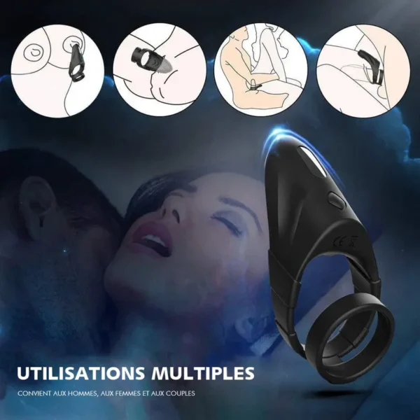 Double Anneau de pénis 10 stimulation de points sensibles aux vibrations – Image 3