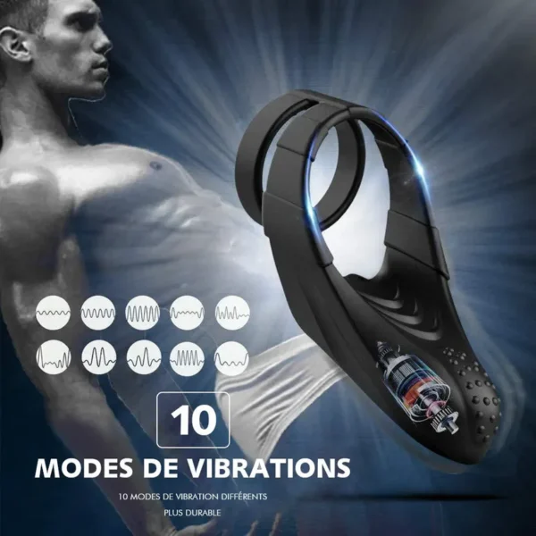 Double Anneau de pénis 10 stimulation de points sensibles aux vibrations – Image 5