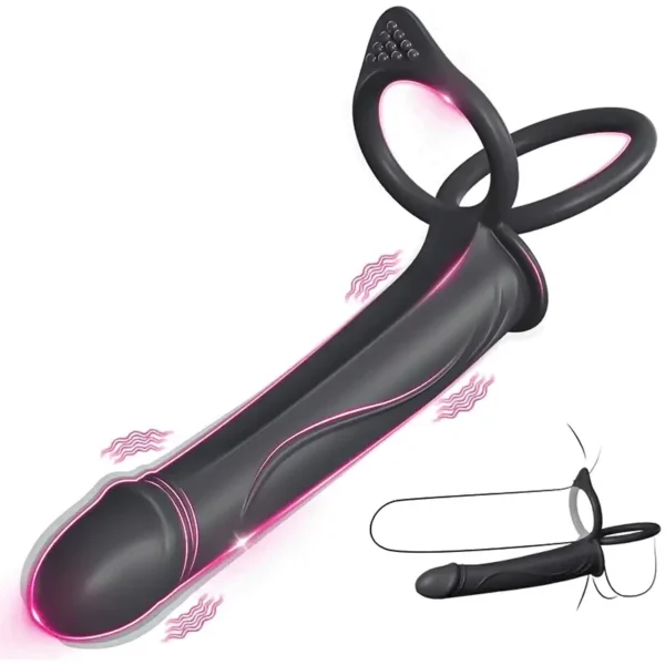 Gode anal à sangle pour couple avec anneau pénien vibrant